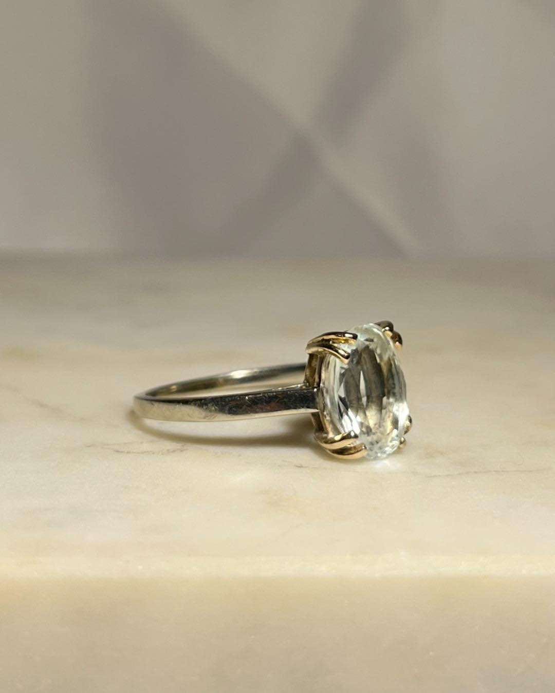 Bague Aigue - Marine vintage "Valentina" - Elliade Paris