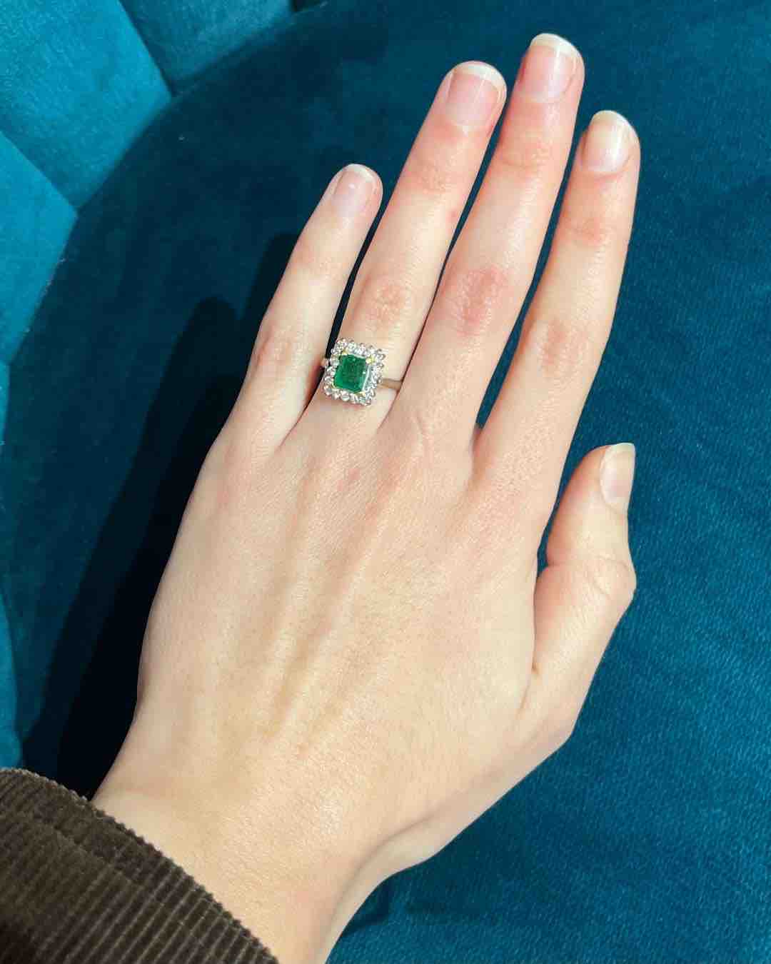 Bague Marguerite Émeraude &amp; Diamants &quot;Alexandra&quot;
