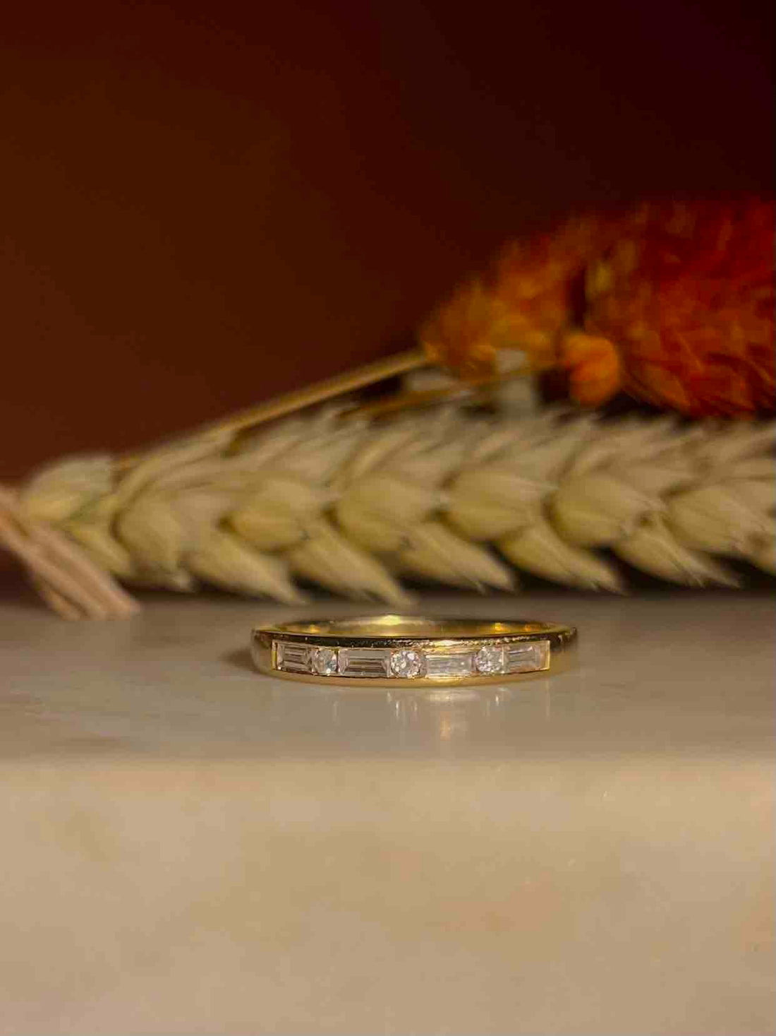 Demi Alliance Diamants baguettes et ronds &quot;Léna&quot;