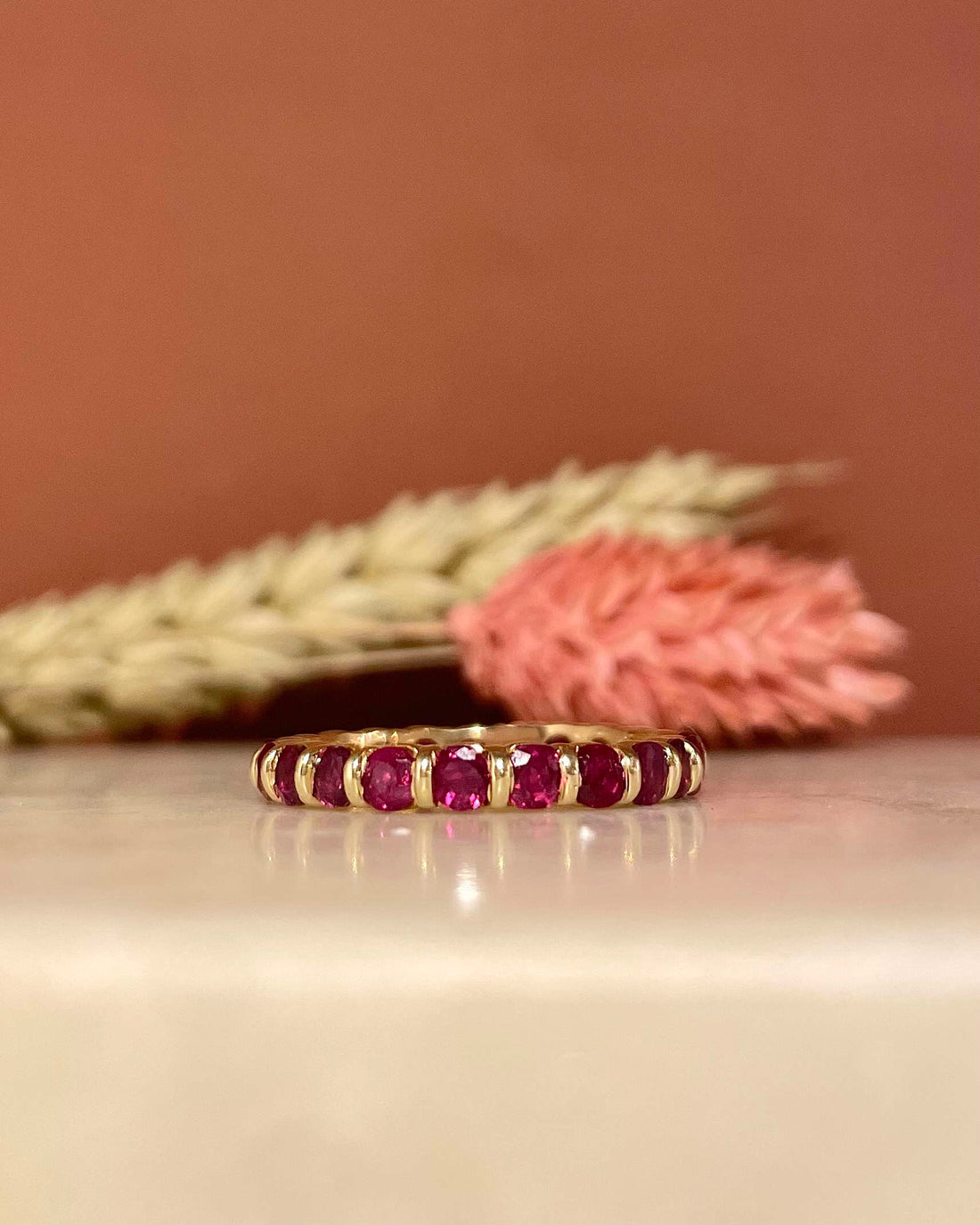 American Wedding Band 20 Rubies 2.40 carats &quot;Delilah&quot;