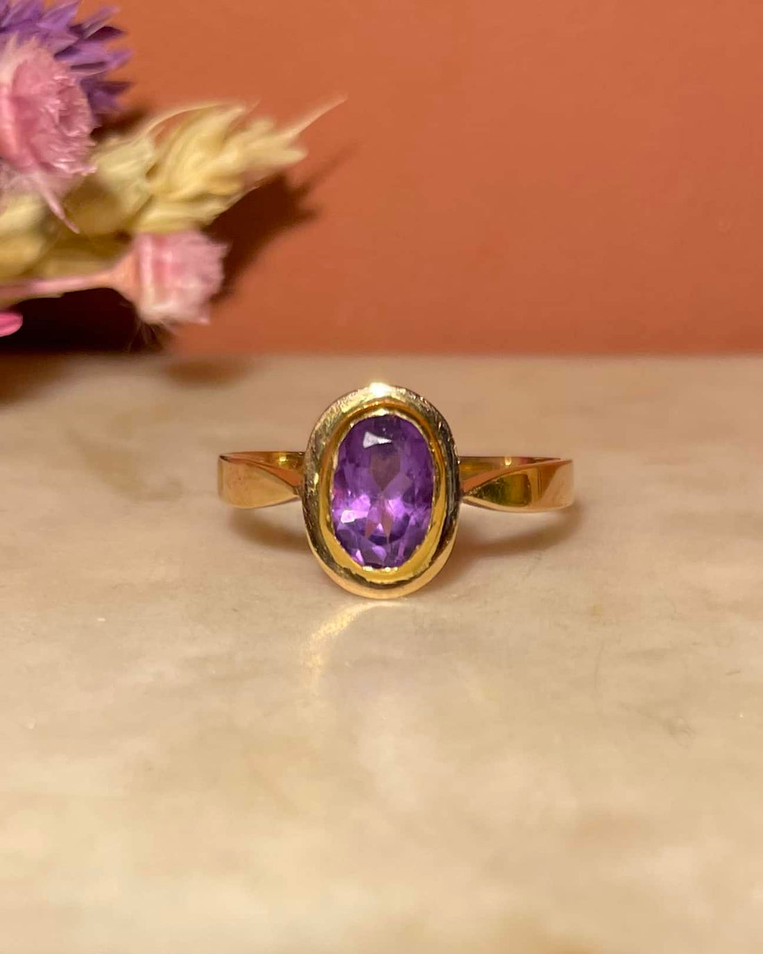 Bague Cocktail Or Améthyste &quot;Azalée&quot;
