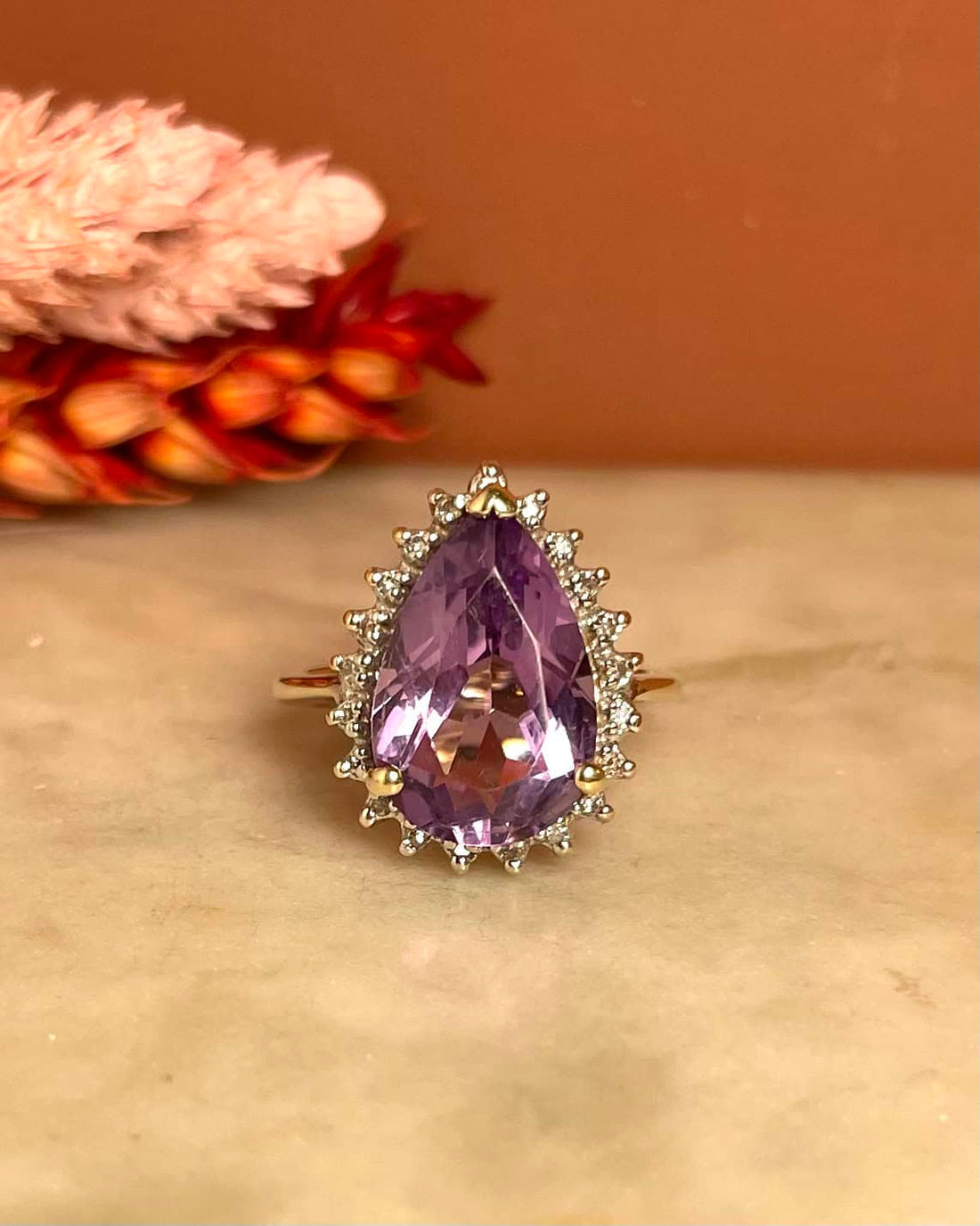 Bague Marguerite Améthyste 4.50 carats &amp; Diamants &quot;Ivory&quot;