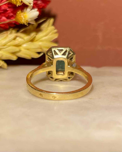 Bague style Art-déco Emeraude et Diamants &quot;Maurine&quot;