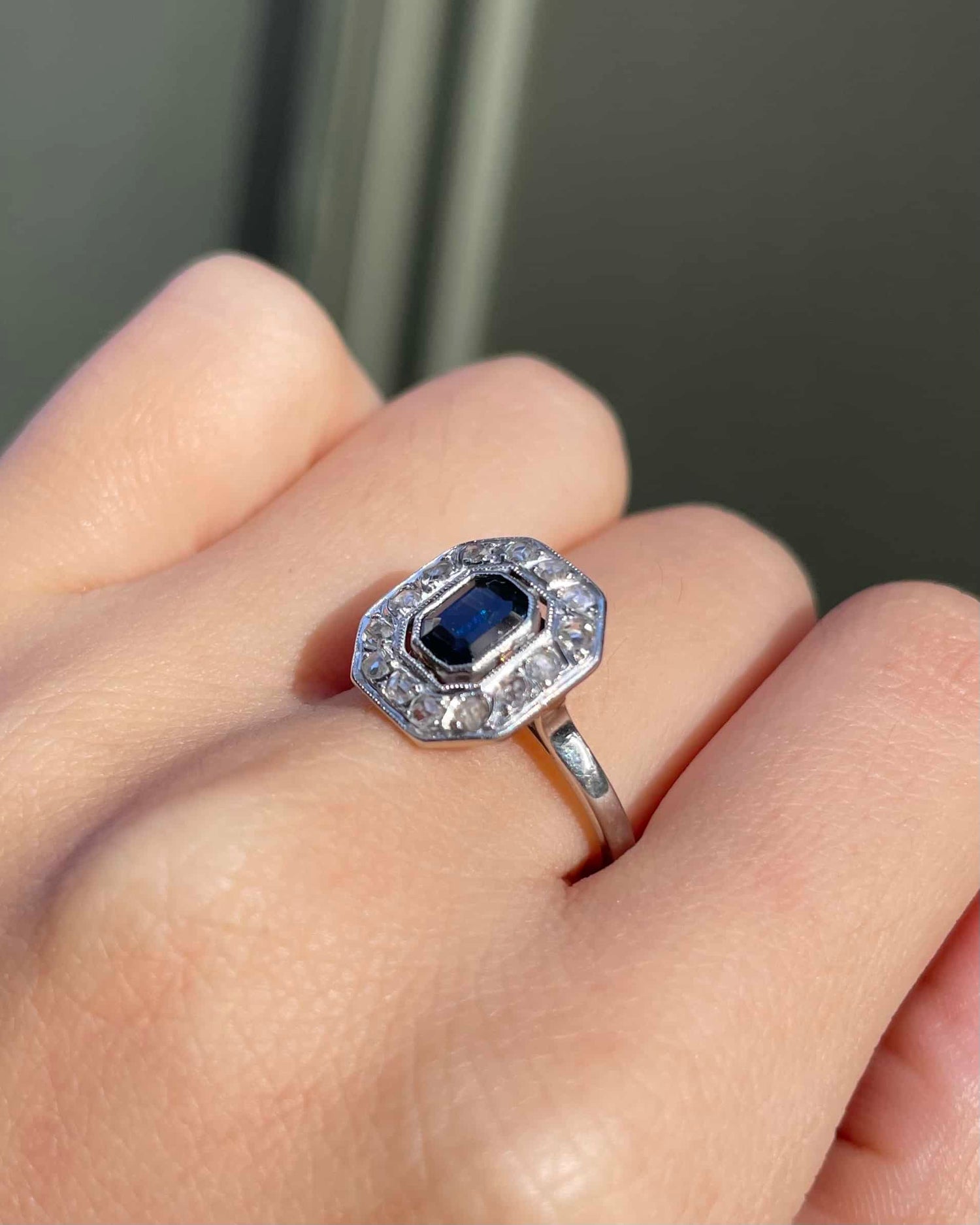 Bague Art-déco Saphir &amp; Diamants &quot;Annabelle&quot;
