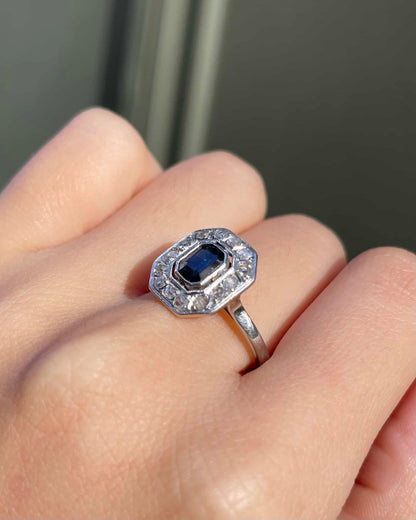 Bague Art-déco Saphir &amp; Diamants &quot;Annabelle&quot;
