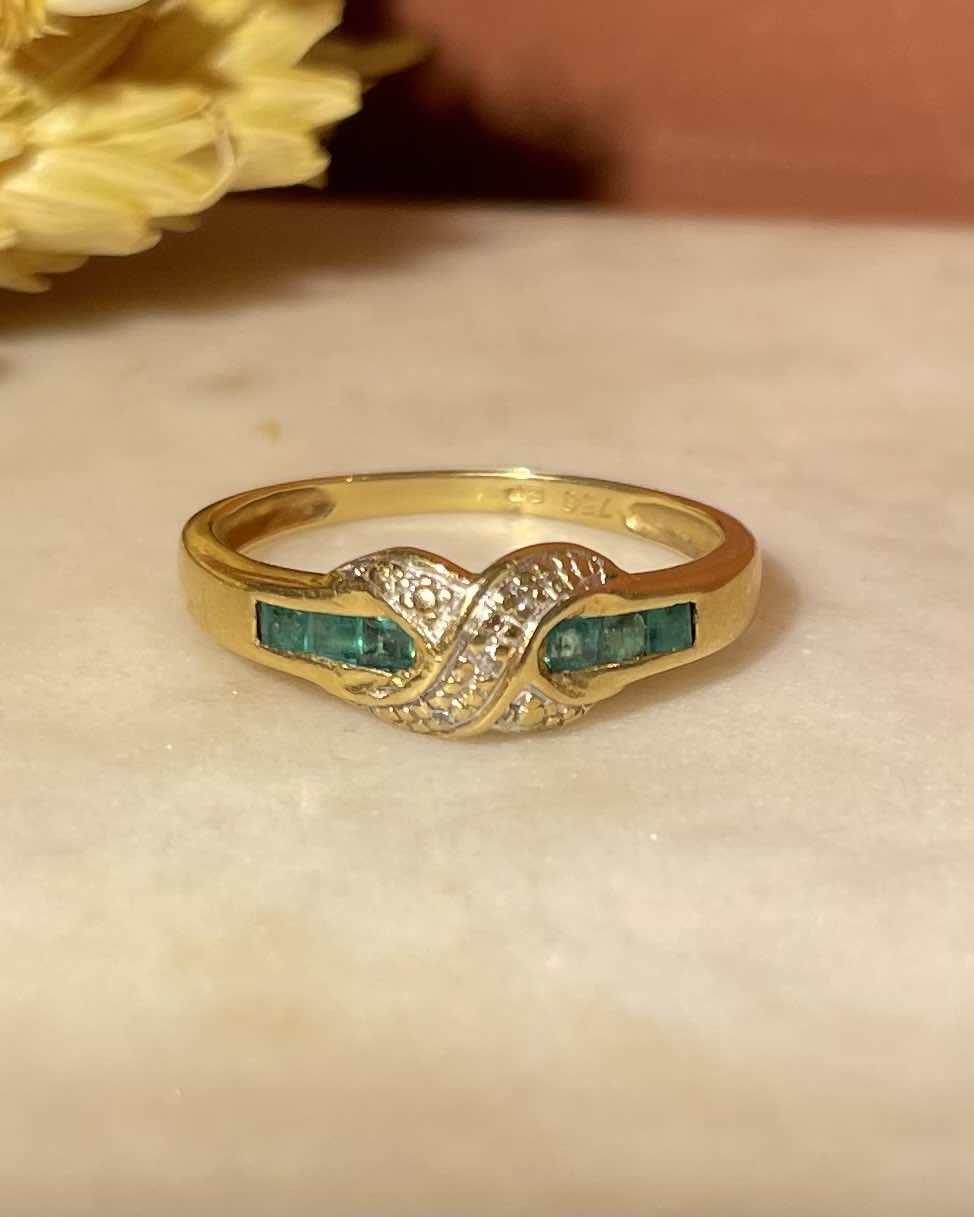 "Emiliana" Emerald &amp;amp; Diamond Bangle Ring