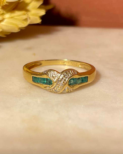 Bague Jonc Émeraudes &amp; Diamants &quot;Emiliana&quot;