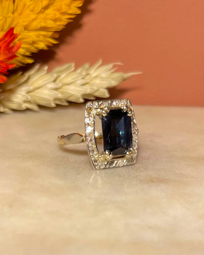 Bague Style Art-déco Saphir &amp; Diamants &quot;Cassey&quot;