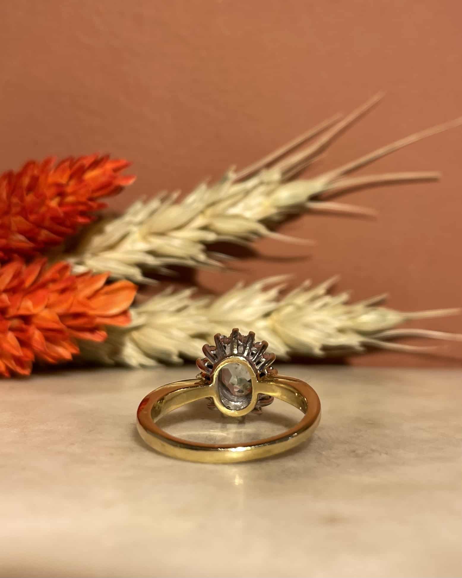 Bague Marguerite Aigue-Marine et Diamants "Aloya"