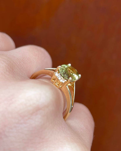 Bague Marguerite Grenat Vert 1.60 Carat &amp; Diamants &quot;Tiana&quot;