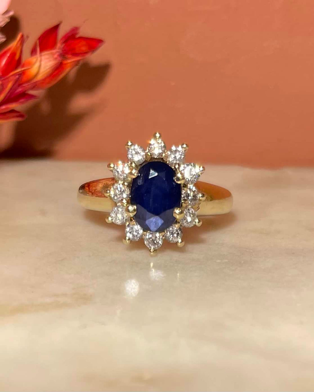 Bague Marguerite Saphir 1.60 carat &amp; Diamants &quot;Seyana&quot;