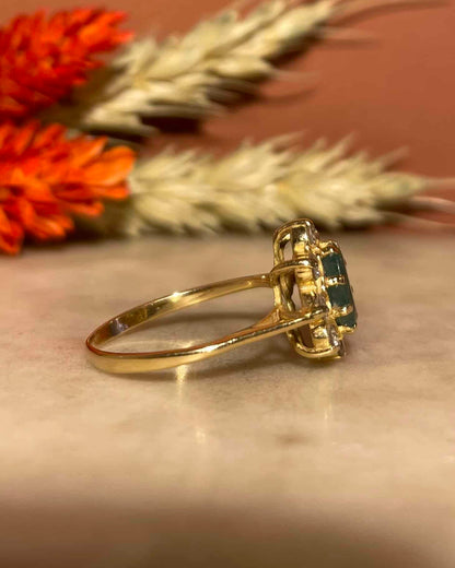 Bague Marguerite Émeraude 0.60 carat &amp; 8 Diamants &quot;Rita&quot;