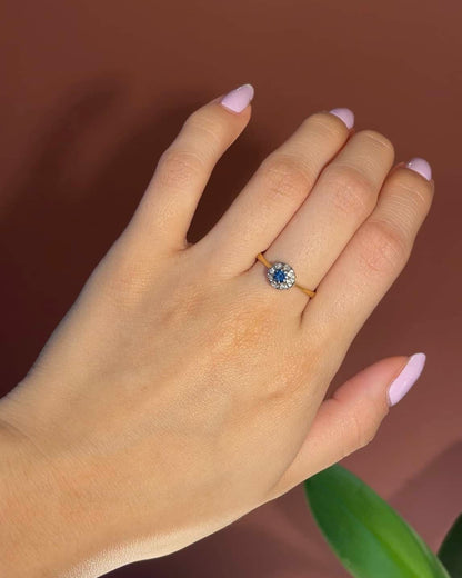 Bague Marguerite Saphir &amp; 8 Diamants &quot;Delilah&quot;