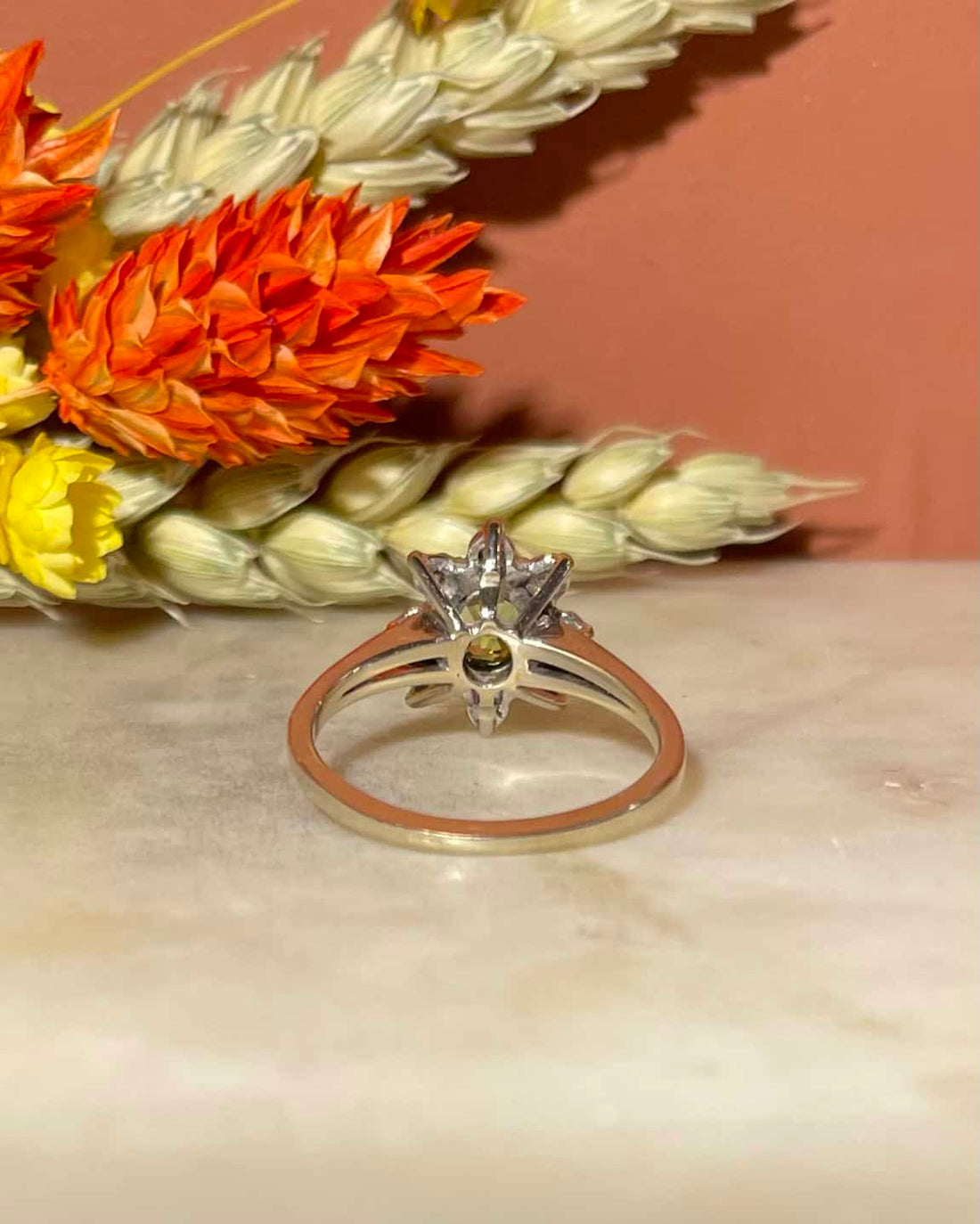 Bague Marguerite Péridot &amp; Diamants &quot;Cystée&quot;