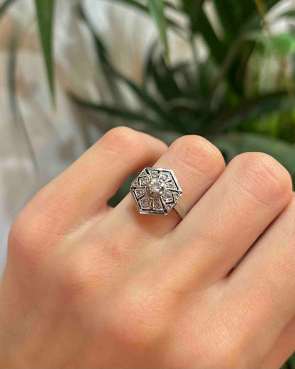 Bague Art-déco 9 Diamants &quot;Lauriana&quot;