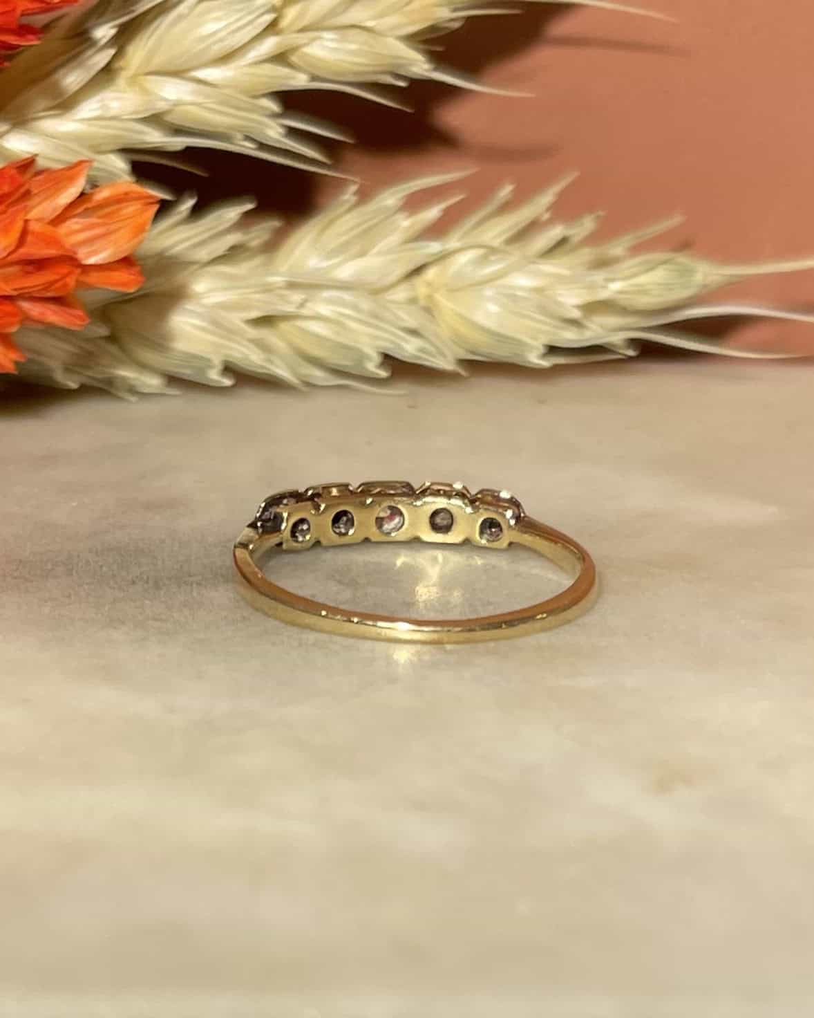 Anillo Art Déco Rivière "Flee" de 5 diamantes