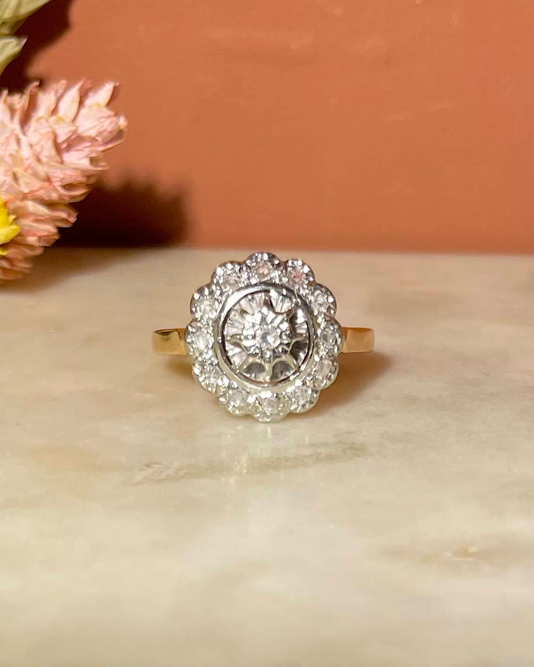 Bague Marguerite Art-Déco  13 Diamants "Élora"