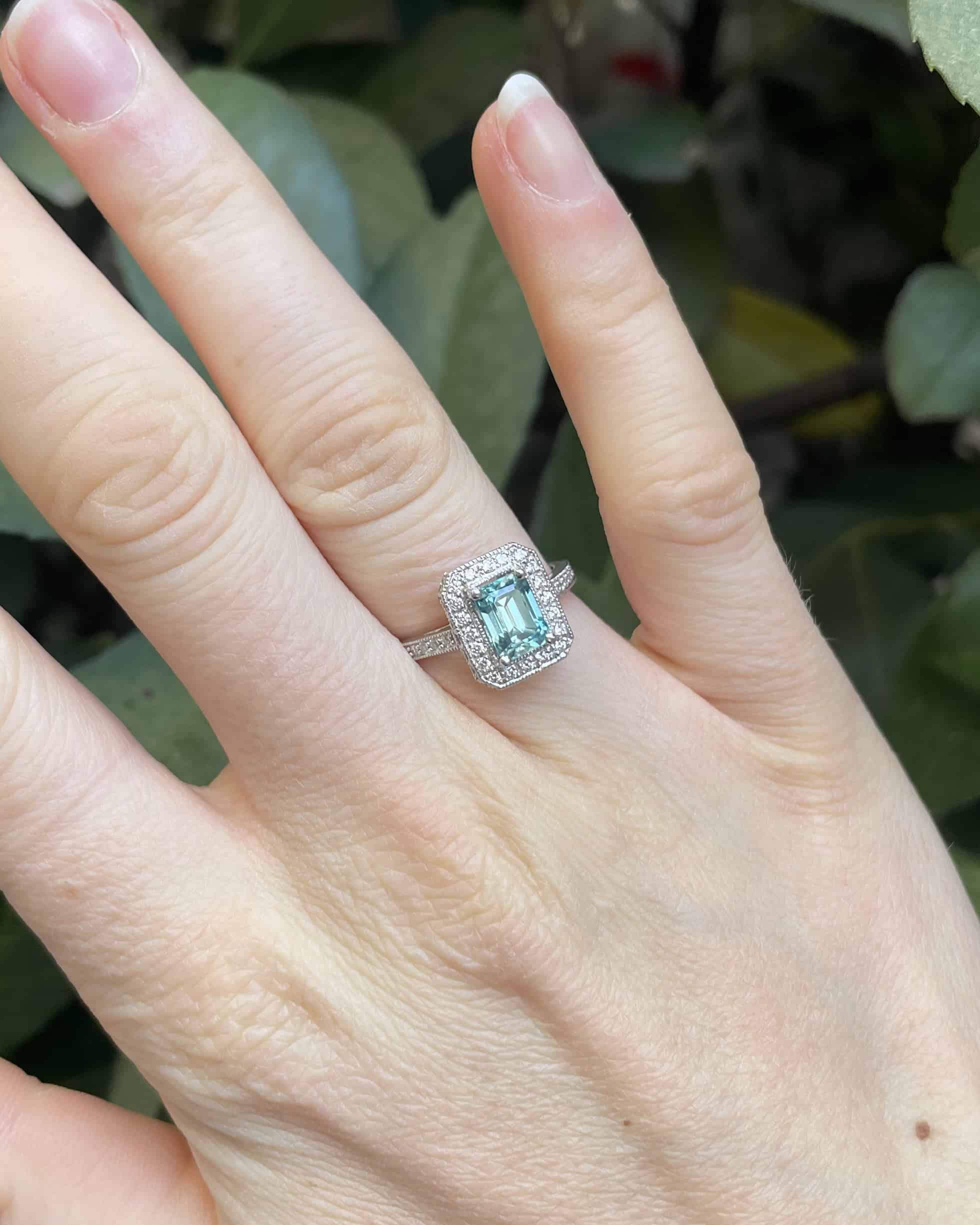 Bague Style Art-Déco Zircon 1.70 Carat &amp; 50 Diamants "Ayla" - Elliade Paris