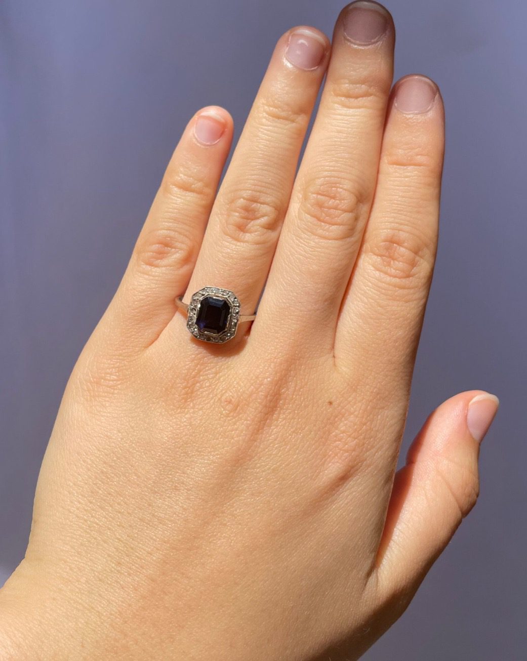Art Deco Sapphire &amp;amp; Diamond Ring "Ashley"
