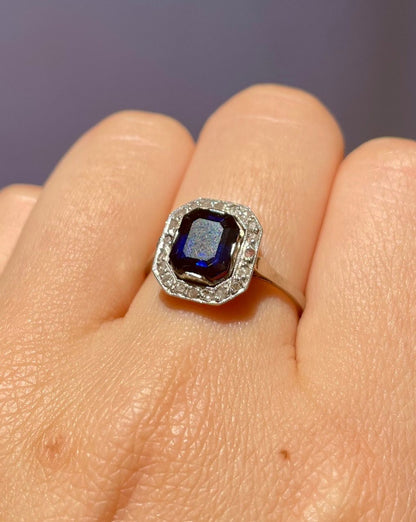 Bague Art-Déco Saphir &amp; Diamants &quot;Ashley&quot;