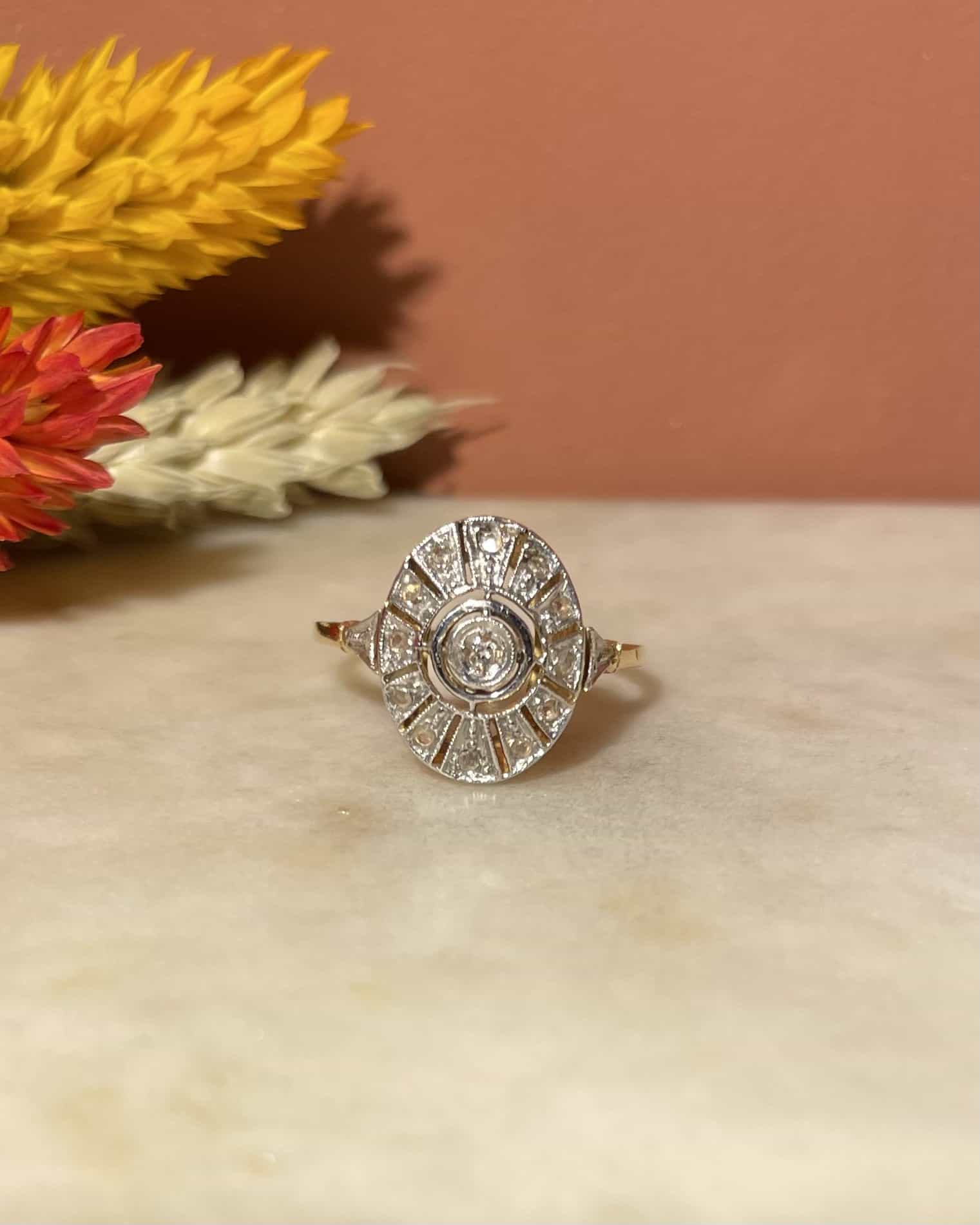 Bague Art - Déco 13 Diamants &quot;Blandine&quot; - Elliade Paris