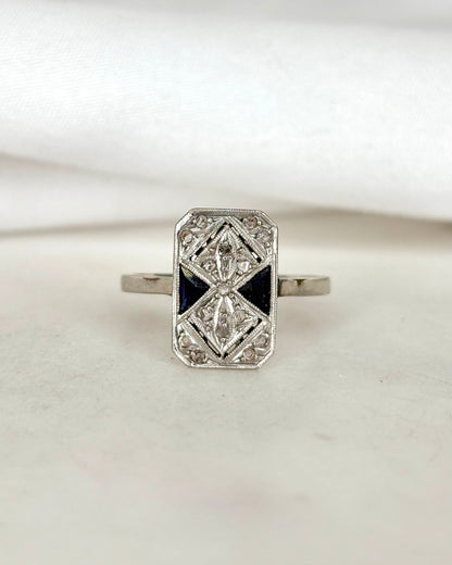 Bague Art Déco 2 Saphirs &amp; 15 Diamants &quot;Zélie&quot; - Elliade Paris