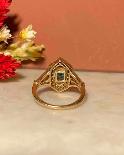 Bague style Art-déco Emeraude et Diamants &quot;Parker&quot;