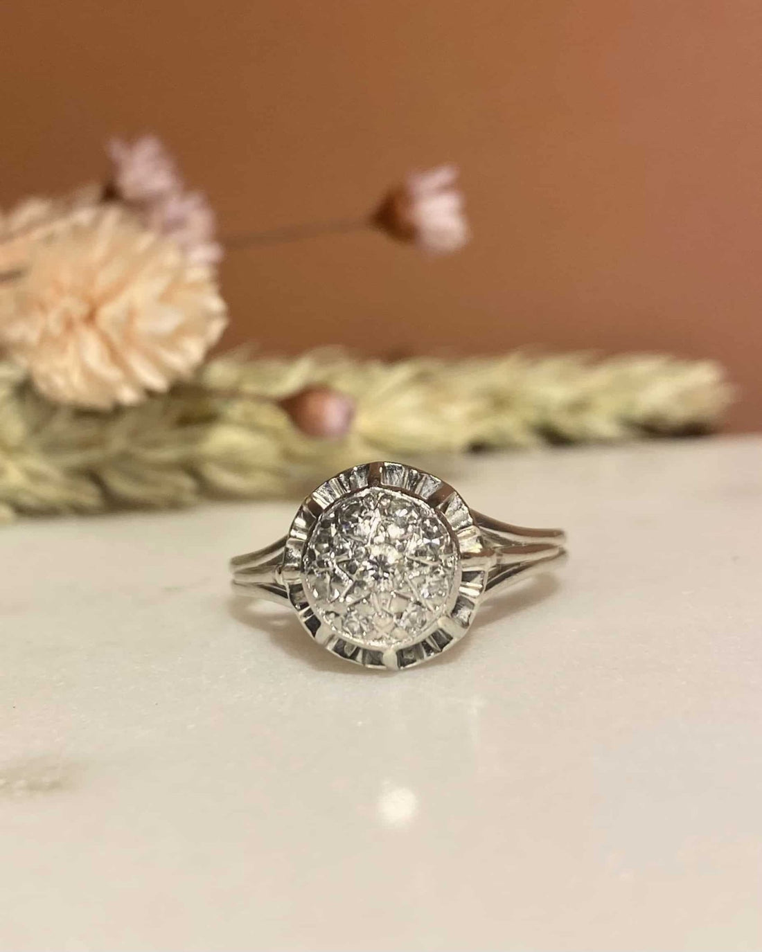Bague Art - Déco 9 Diamants &quot;Julianna&quot; - Elliade Paris