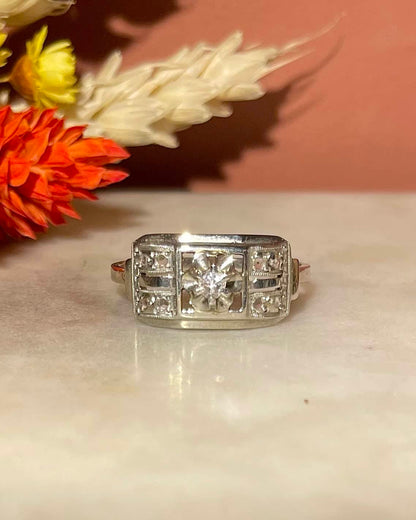 Bague Art Déco 9 Diamants &quot;Mafalda&quot; - Elliade Paris