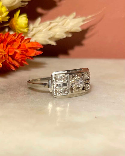 Bague Art Déco 9 Diamants &quot;Mafalda&quot; - Elliade Paris