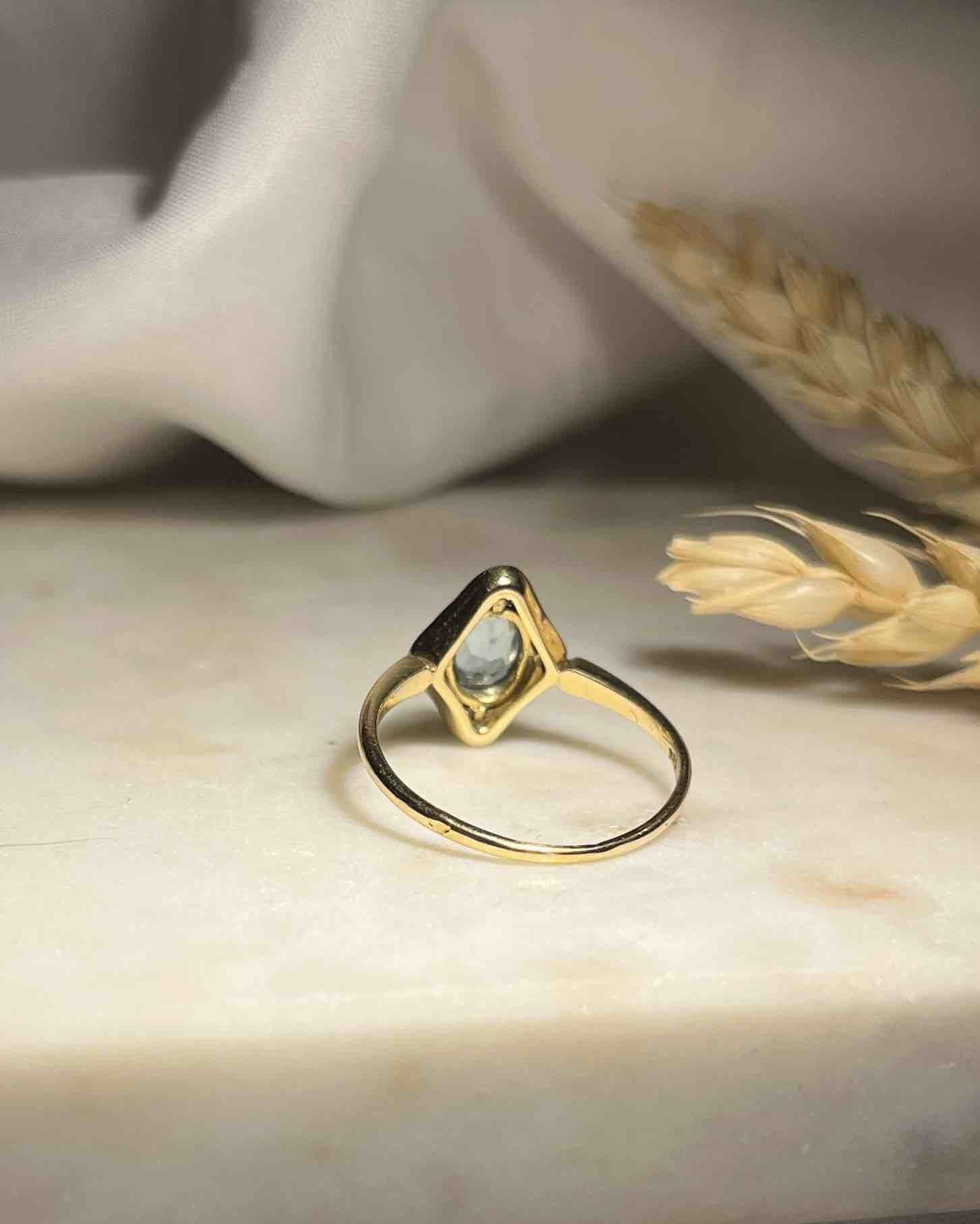 Bague Art - Déco Aigue - Marine &amp; Diamants "Vannina" - Elliade Paris
