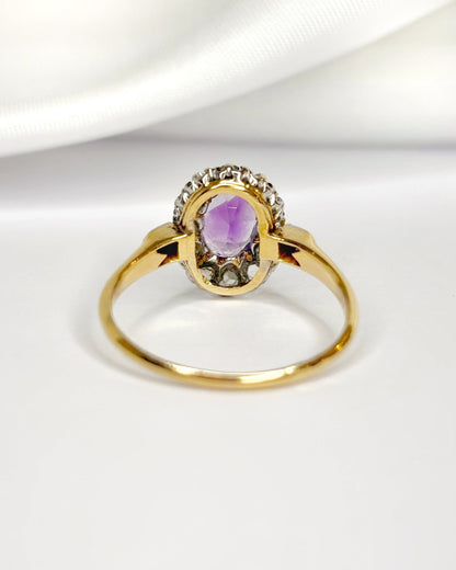 Bague Art-Déco Améthyste 1.10 carat &amp; Diamants "Eglantine" - Elliade Paris