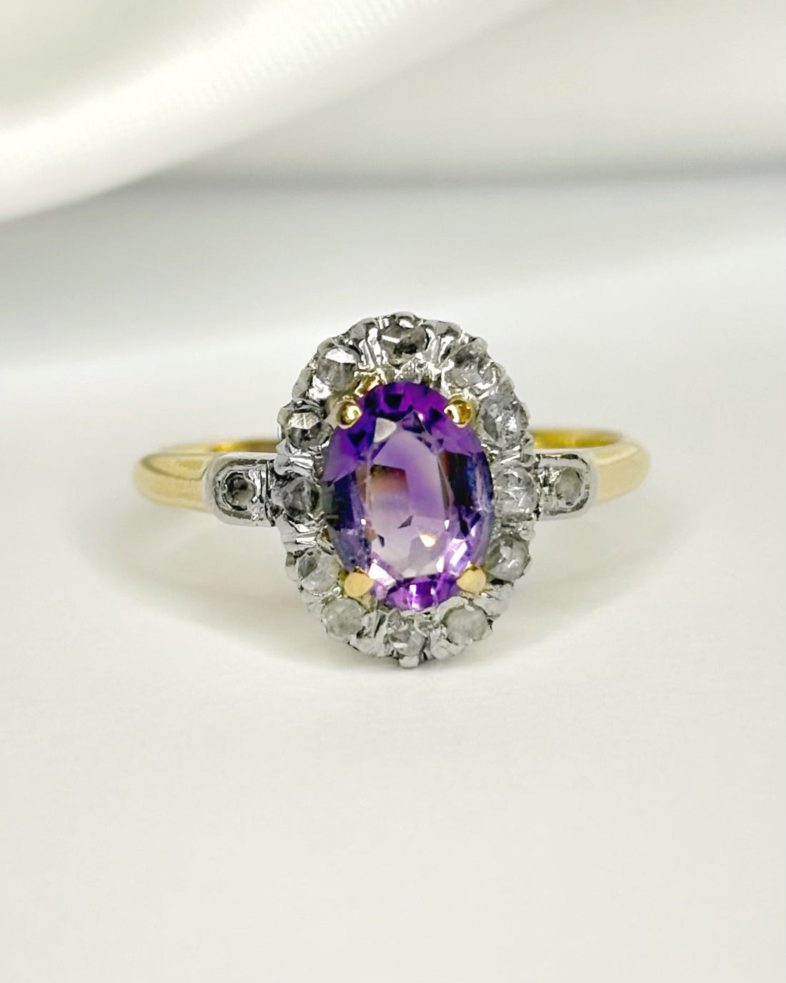 Bague Art-Déco Améthyste 1.10 carat &amp; Diamants "Eglantine" - Elliade Paris