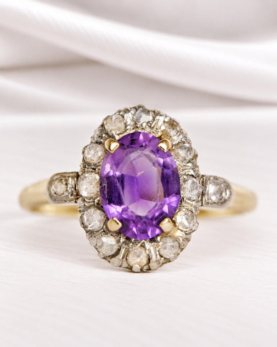 Bague Art-Déco Améthyste 1.10 carat &amp; Diamants "Eglantine" - Elliade Paris