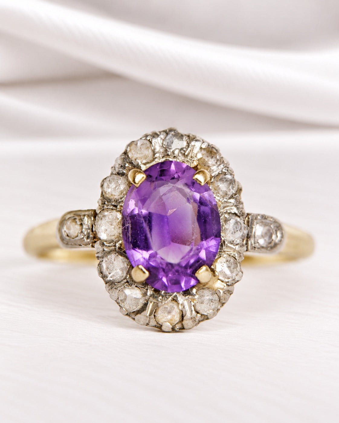 Bague Art-Déco Améthyste 1.10 carat &amp; Diamants "Eglantine" - Elliade Paris
