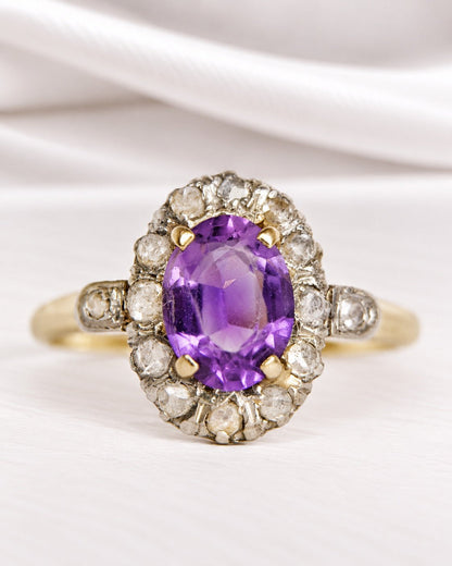 Bague Art-Déco Améthyste 1.10 carat &amp; Diamants "Eglantine" - Elliade Paris