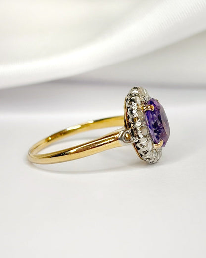 Bague Art-Déco Améthyste 1.10 carat &amp; Diamants "Eglantine" - Elliade Paris