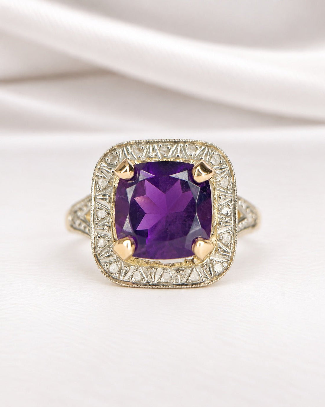 Bague Art-Déco Améthyste 2.50 carats &amp; Diamants "Elia" - Elliade Paris