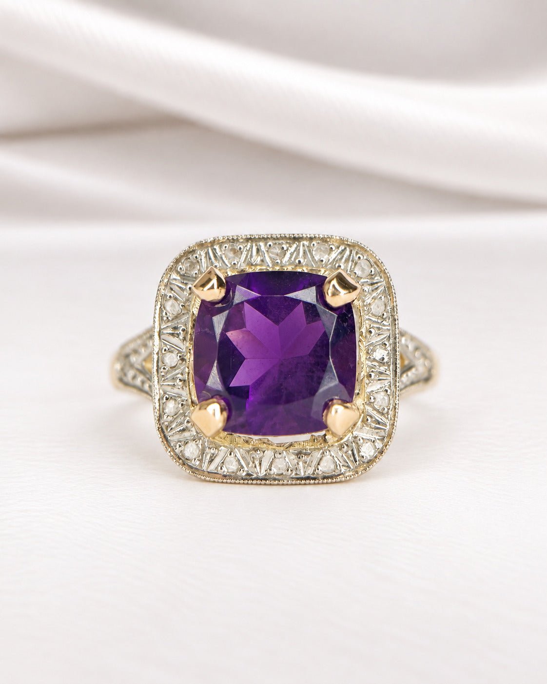 Bague Art-Déco Améthyste 2.50 carats &amp; Diamants "Elia" - Elliade Paris