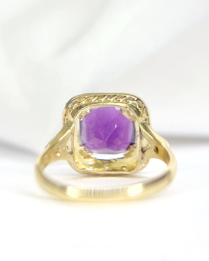 Bague Art-Déco Améthyste 2.50 carats &amp; Diamants "Elia" - Elliade Paris