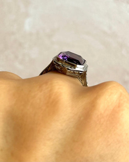 Bague Art-Déco Améthyste 4.30 carats "Kim" - Elliade Paris
