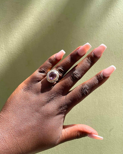 Bague Art - Déco Améthyste &amp; Diamants &quot;Faustine&quot; - Elliade Paris