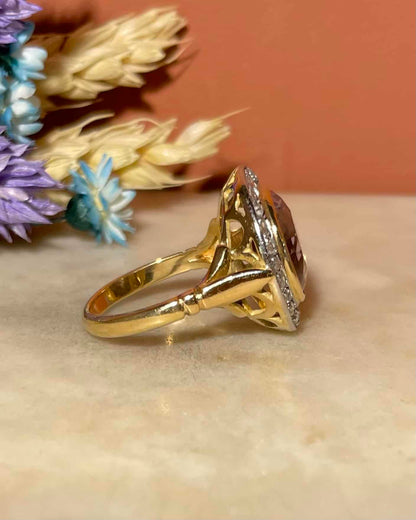 Bague Art - Déco Améthyste &amp; Diamants &quot;Faustine&quot; - Elliade Paris