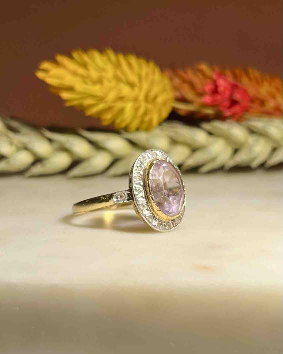 Bague Art - Déco Améthyste &amp; Diamants &quot;Liria&quot; - Elliade Paris
