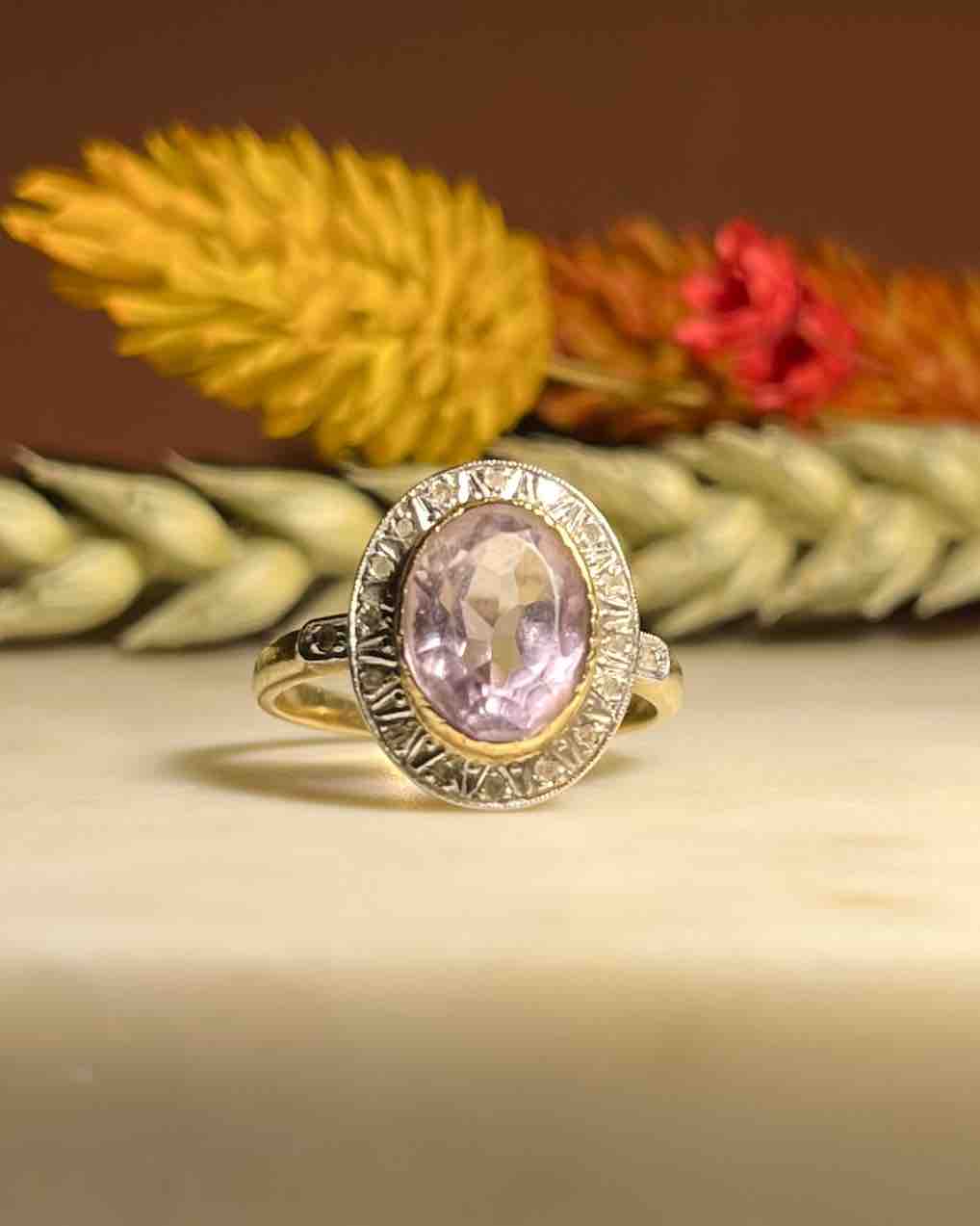 Bague Art - Déco Améthyste &amp; Diamants &quot;Liria&quot; - Elliade Paris