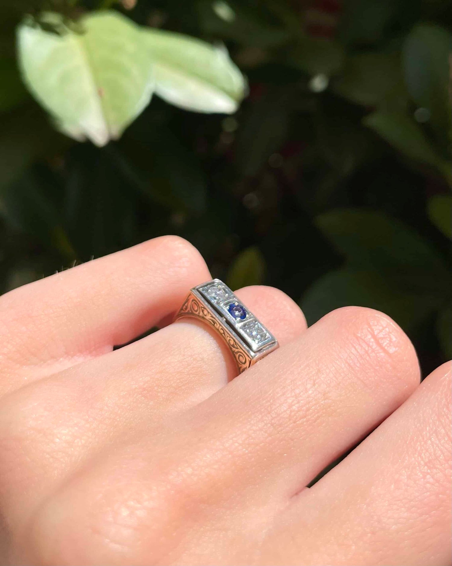 Bague Art Déco Saphir &amp; Diamants &quot;Lydia&quot;