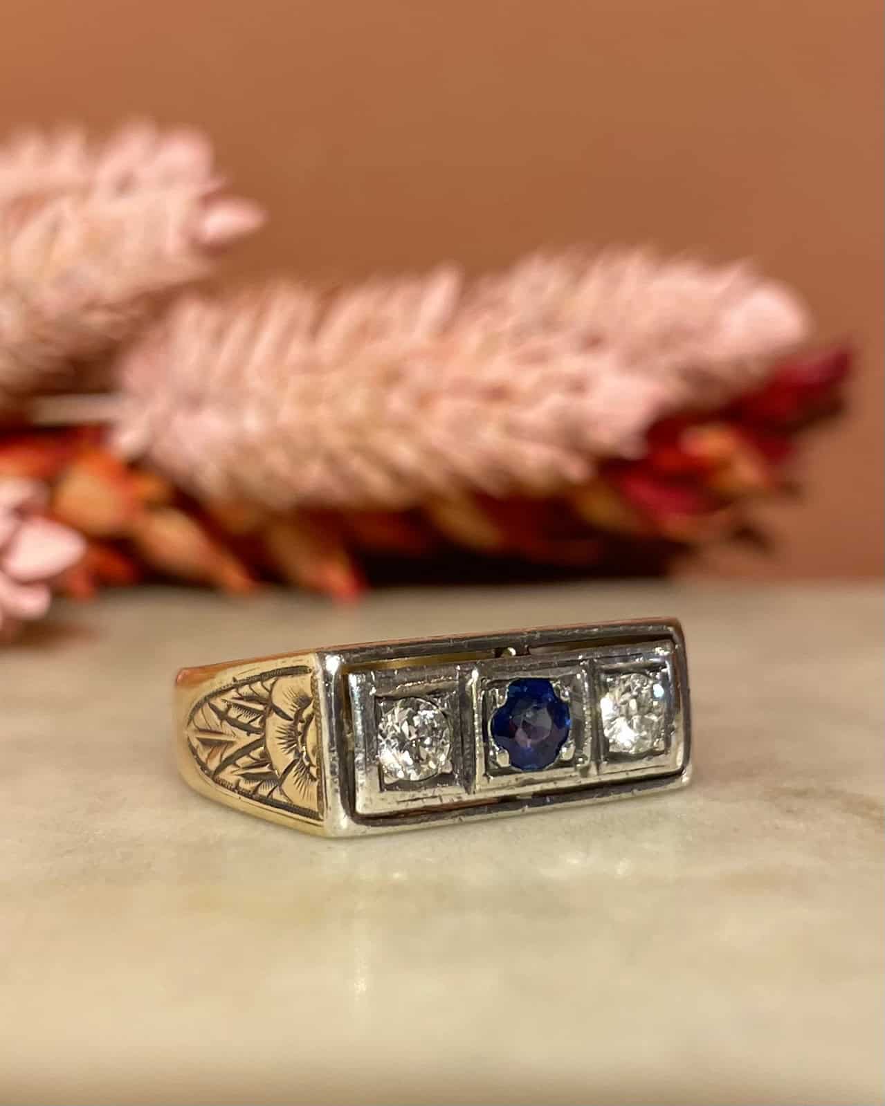 Bague Art Déco Saphir &amp; Diamants &quot;Lydia&quot;