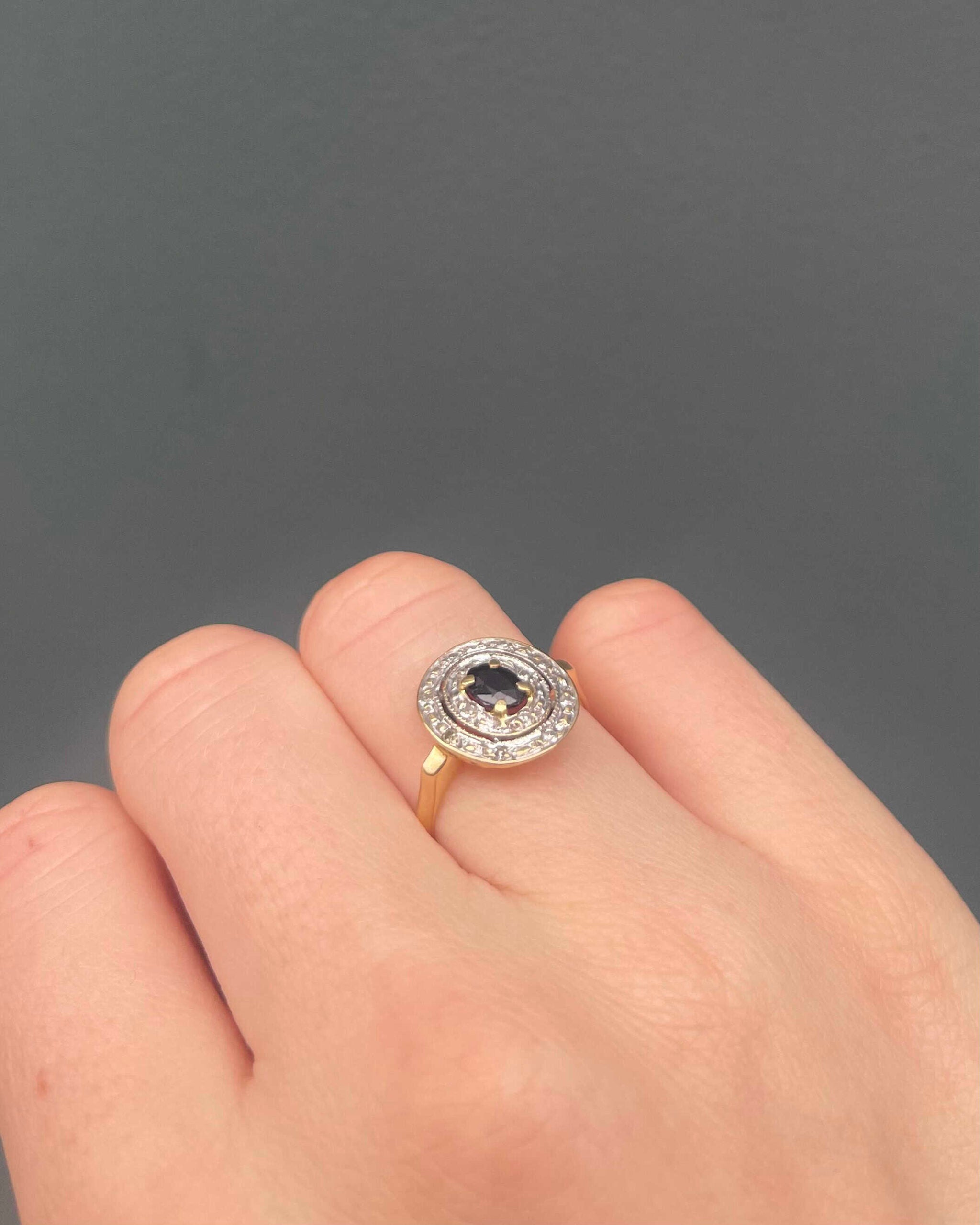 Bague Marguerite style Art-Déco Saphir 0.60 carat &amp; Diamants &quot;Lali&quot;