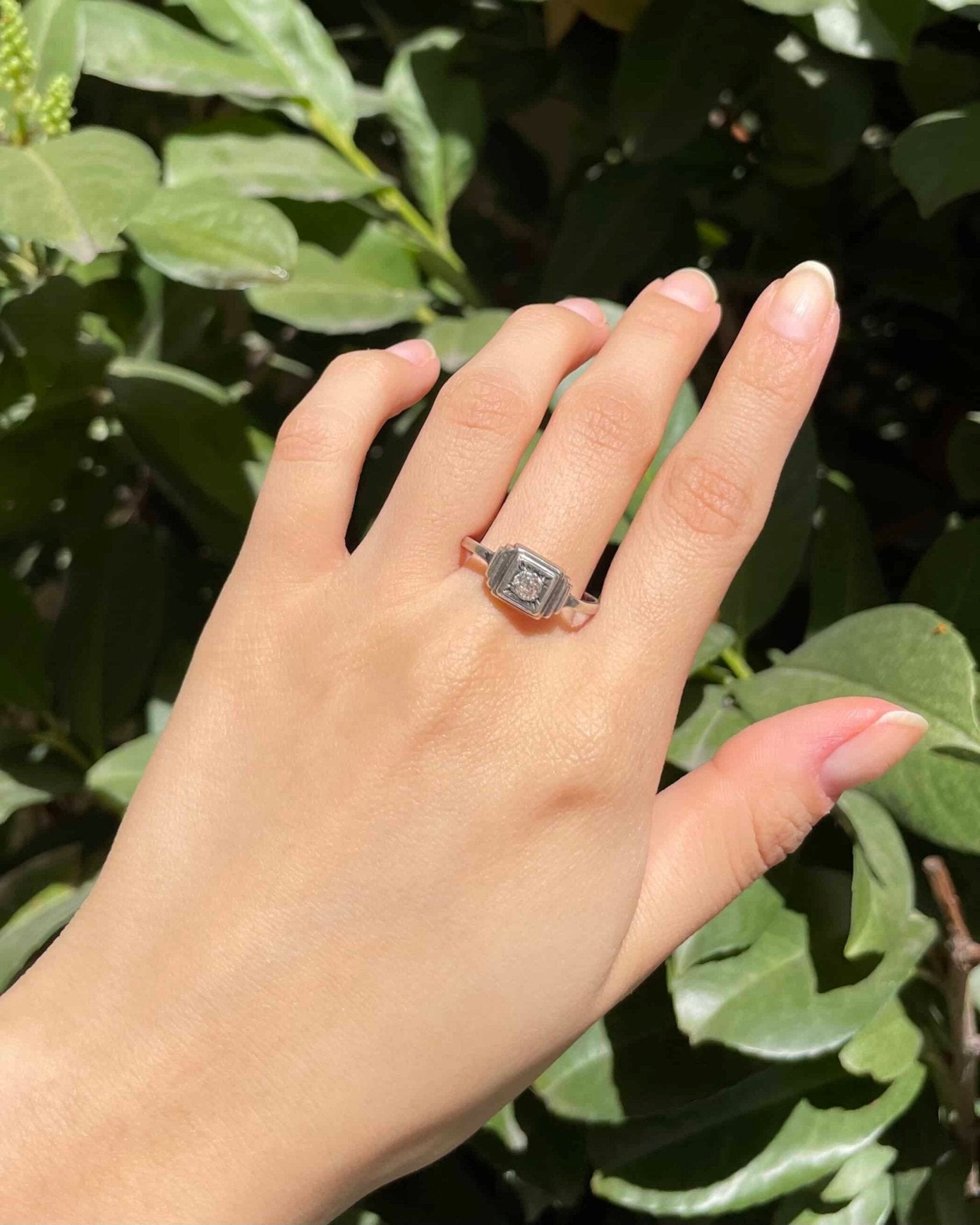 Bague Art déco Argent massif &amp; Diamant 0.25 carat "Elliot" - Elliade Paris