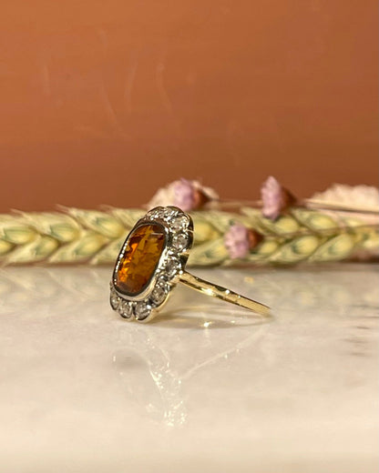 Bague Art - Déco Citrine 2.50 Carats &amp; 12 Diamants &quot;Meryl&quot; - Elliade Paris
